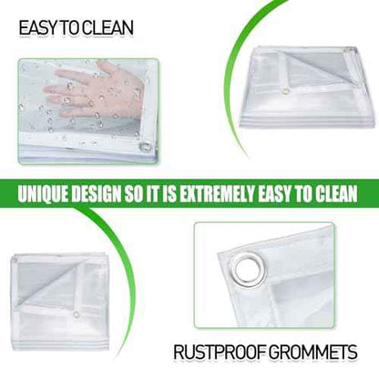 Clear Tarp Heavy Duty Waterproof 10 x 10 FT, 20 Mil Clear Tarps with Grommets, Heavy Duty Clear Vinyl Tarp for Patio Pergola Garden Canopy Rainproof Wind-Proof Anti-Tear (10 x 10FT)