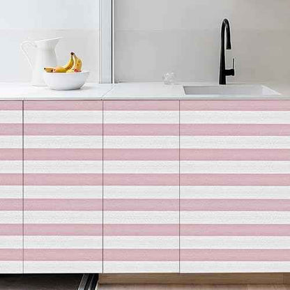 Pink Stripe Peel and Stick Wallpaper 15.7" x 118" Pink and White Self-Adhesive Wallpaper Removable Waterproof Contact Paper for Cabinets,Bedroom,Nursery,Accent Wall