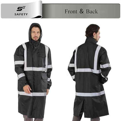 sesafety Safety Rain Coats for Men Work, Class 3 HighVisibility Rain Gear Construction, Reflective Hi Vis RainJacket Lightweight Waterproof