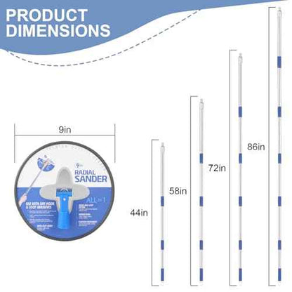 Drywall Pole Sander, 85 Inch Radial Round Pole Sander with Extension Pole, Manual Hand Drywall Sander for Walls and Ceilings, Includes 5pcs Sanding Sheets (80, 100, 120, 180, 240 Grit)