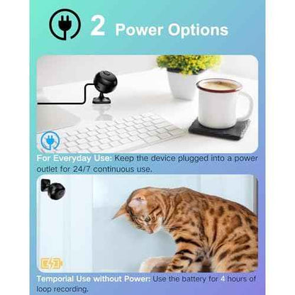 Mini Camera Wireless 1080P Wi-Fi Hidden Camera for Indoor Security Pet Monitoring, Motion Detection & Night Vision Nanny Cam Pet Cameras