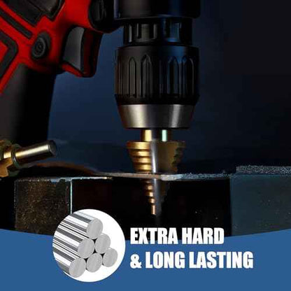 Titanium Coated HSS Step Drill Bit ? 10 Sizes (1/4" to 1-3/8") | High-Speed Steel Unibit for Metal & Plastic Sheet Drilling