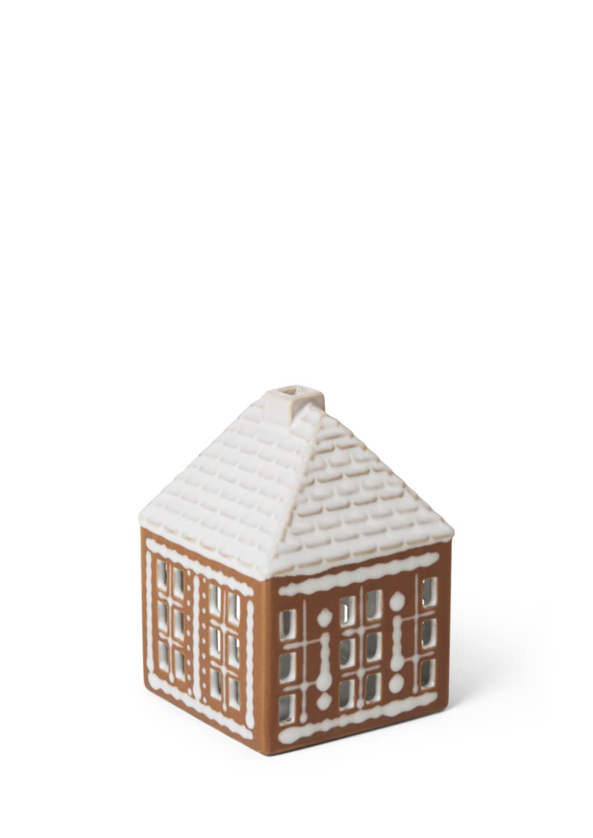 Kahler Gingerbread Lighthouse | Stoneware Tealight Holder | Brown | Small 4.7 Inch