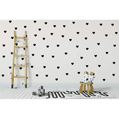| Heart Shape Decoration Removable Wall Art Vinyl Decal Stickers | (Pack of 80) (Black)
