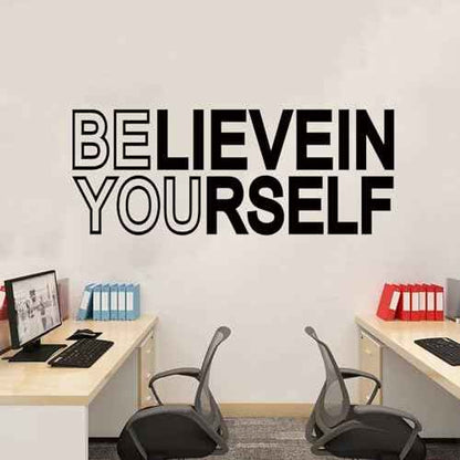 Motivational Quotes Wall Decals for Gym: Office Inspirational Positive Vinyl Art Wall Stickers for Garage Classroom School Home Wall Decor - Believein Yourself 23" X 9"