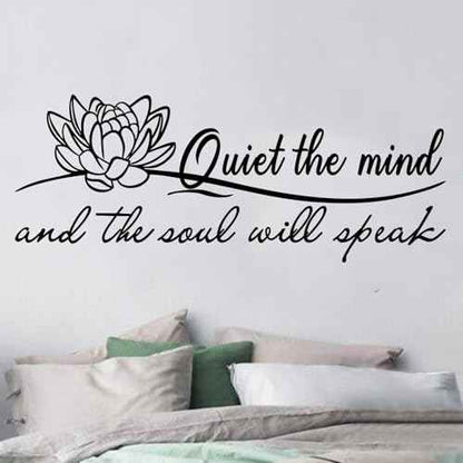 SEATUNE Yoga Pilates Wall Stickers - Inspirational Quotes Motivational Wall Decals - Bathroom Bedroom Living Room Home Vinyl Art Wall Decor - Quiet The Mind and The Soul Will Speak 23"X9"