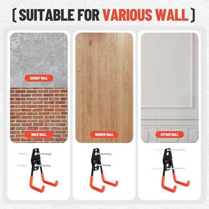 16 Pack Garage Hooks Heavy Duty Steel Storage Utility Hook Set Anti Slip Wall Mount Garage Storage Organization and Tool Hangers for Power £¦ Garden Tools, Ladders, Bikes, Ropes