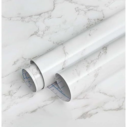 Grey White Marble Contact Paper Glossy Marble Peel and Stick Wallpaper Self Adhesive Wallpaper Glossy Waterproof Wall Paper DIY Removable Contact Paper for Bathroom Countertop Decor15.7 x78.7