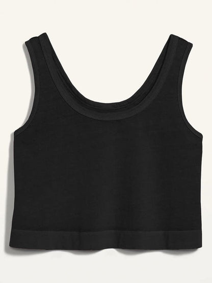 Aoysky Womens Cotton Crop Tops Casual Loose Tank Top Sleeveless Basic Cropped Athletic Yoga Workout Shirt Black