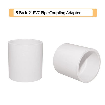 Fitvell 5PCS 2" PVC Pipe Fitting Coupling Connector Adapter Pipe Fitting Slip (Socket x Socket) Schedule 40 White Color