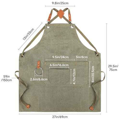 SAN LIKE Woodworking Apron for Men Chef Aprons for Men with Large Pockets Waxed Canvas Heavy Wood Working Apron Size S to XXL