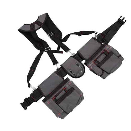GOTOTOP Men's Tool Belt, 600D Oxford Fabric, Tool Belt Bag with Adjustable Waist Strap, Grey, 29.53 Inches, Tool Belts for Construction