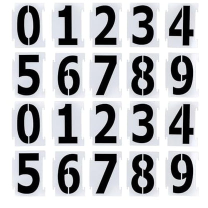 4 Inch Number Stencils for Painting, 0-9 Address Number Stencil Set, 20PCS Plastic Number Stencils, Curb Stencil Kit, Reusable Digital Templates for Painting on Cake Curb Road Wall Wood Mailbox