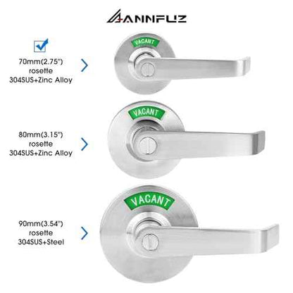 Privacy Keyless Door Handle Lock with in-Use Vacant Indicator for Men/Women Restrooms,Commercial Grade,Vacancy Occupied Sign Bathroom Lever Door Lock,Perfect for Public Washrooms,Satin Nickel
