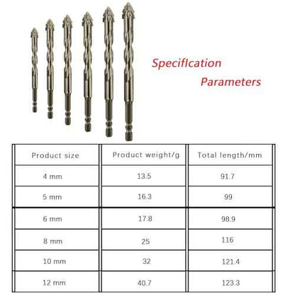 Four Bladed Serrated Eccentric Drill Bit (4/5/6/8/10/12mm) for Stone, Glass, Concrete, Wood, Brick, Metal,Multi Functional Super Hard Bevel Head Eccentric Drill bit