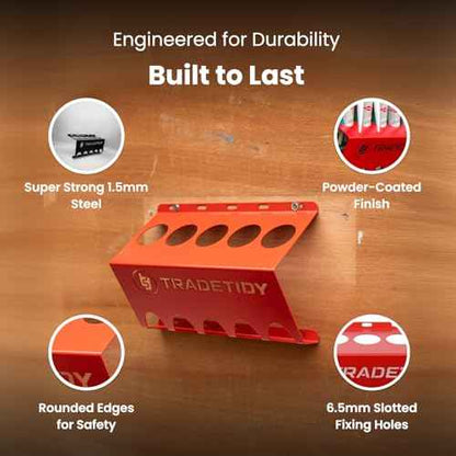 Tradetidy Silicone Caulk/Adhesive Holder, Red ? Tough, Durable Finish, Rugged All-Steel Construction ? caulk tube holder for Vans, Garages, Workshops ? Rounded Safety Edges, 12.2"x 7.87"x 4.33" inches