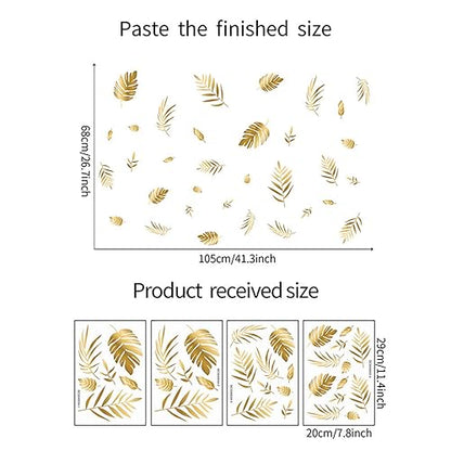 Gold Leaf Wall Decals - Peel & Stick Botanical Leaf Wall Stickers for Living Room & Bedroom