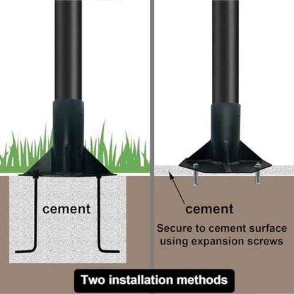 Outdoor Light Post Base for 3 inch Surface Mount Post, Heavy Duty Metal Flange Anchor Base, Black Pier Mount Adapter with Accessories, Used for Patio Outside Deck Yard Home Lawn (10-inch mount base)