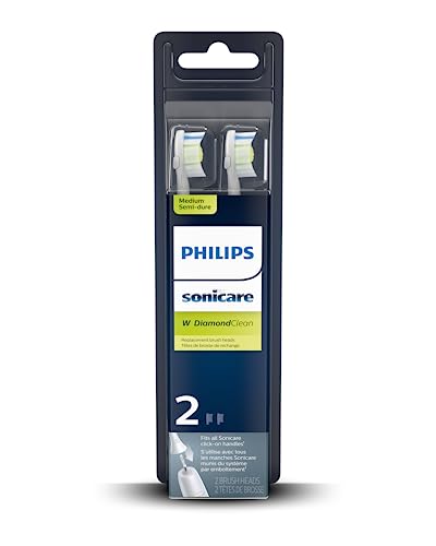 Philips Sonicare W DiamondClean - Genuine Replacement Electric Toothbrush Heads, White, 4 Pack One Year Supply, HX6064/65