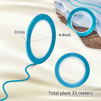 5 Rolls of Vinyl Tape Masking Tape Automotive Car Auto Paint for Curves, High Temperature Vinyl Low Tack(1/8 inch,Blue)
