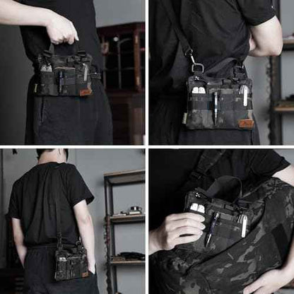 VIPERADE VE5 Slim EDC Pouch with 7 Pockets, Mens Pocket Organizer Multitool Pouch, Mini Crossbody Bag Messenger Shoulder Bag for Men (with Strap)
