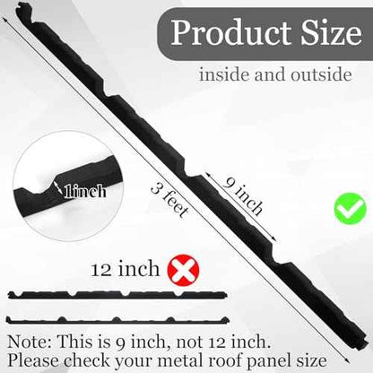 35 Pcs 9 in Metal Roofing Foam Closure Strips Panels 3 ft Long Inside Outside Classic Rib Profile Roof Closure Strips for Insulation Weather Barrier and Noise Moisture (Exterior)