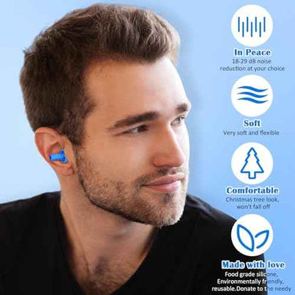 TrelaCo 100 Pairs Ear Plugs Bulk, NRR 29dB Reusable Silicone Ear Plugs with Plastic Cases Soft Foam for Sleeping Noise Cancelling for Concerts Shooting Swimming Noise Reduction(Blue)