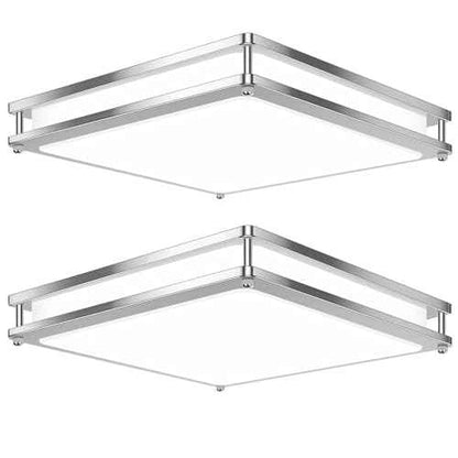 13 Inch Dimmable Square LED Ceiling Lights, 2-Pack 36W Brushed Nickel Flush Mount Light Fixtures, 3200LM Super Bright 2700K-6500K Adjustable Modern Ceiling Lamps for Bedroom Kitchen Bathroom Hallway