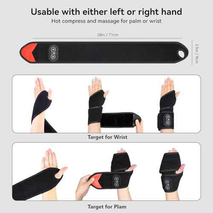 Yabuu Cordless Wrist Hand Heating Pad Massage for Carpal Tunnel With 3000mAh Battery,Hand Arthritis,Wrist Pain Relief,Heat Wrap Pad,Vibration and Adjustable Heat Settings Hot Therapy Gifts for Mom/Dad