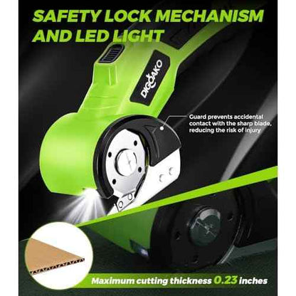 Cardboard Cutter - Rechargeable Cordless Electric Scissors, 4V Duty Electric Box Cutter for Cardboard, Safety Lock & LED Light, Powerful Cutting for Carton Carpet Plastic Fabric Leather