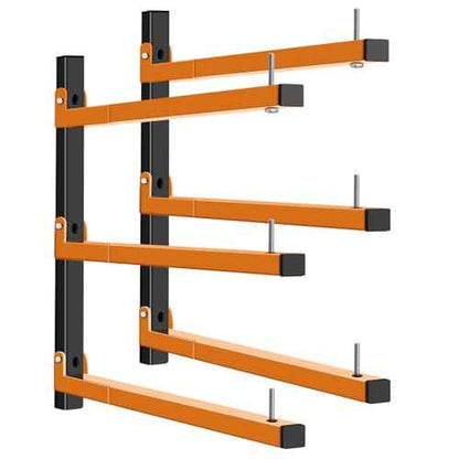 Lumber Rack Wall Mount, Heavy Duty Wood Storage Racks, 3-Level System Garage Shelving, 380 Lbs Capacity Organizer Shelves, Folding Orange Brackets, 2 Pack Hanging Metal Shelf for Indoor and Outdoor