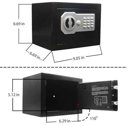 Yuanshikj Key Electronic Keypad Security Safe Lock Box Steel Digital Deposit for Home Office Hotel Business Cash Jewelry Storage (BLACK, 0.2 CF)