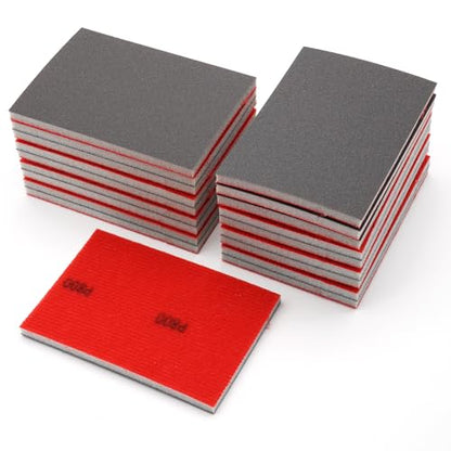 20 Pack 800 Grit Sanding Sponge, 3 x 4 Inch Soft Foam Sanding Block Wet Dry Sanding Pads, Washable Sandpaper Sponge Drywall Sand Block for Wood, Metal, Furniture Polishing (800 Grit)