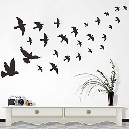Bird Wall Decal - Flying Sky Wings PVC Removable Wall Sticker with Flock of Birds Flying Black Bird 3D Creative Wall Art - Peeling Sticker for Kids Room and Study Room Decor - Witkey Flying