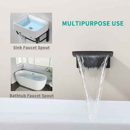 Waterfall Tub Spout Black Tub Spout for Bathtub Faucet ¡¼SUS304 Stainless Steel & Solid Brass¡½ Bathroom Tub Faucet Replacement High Flow Shower Spout Matte Black Tub Spout Wall Mount, TS4-BK