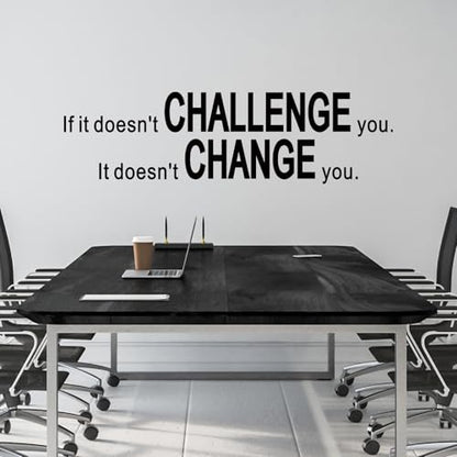 Motivational Quotes Wall Stickers for Gym: Office Inspirational Positive Vinyl Art Wall Decals for Classroom School Bedroom Living Room - If it Doesn't Challenge You 25" X 7"