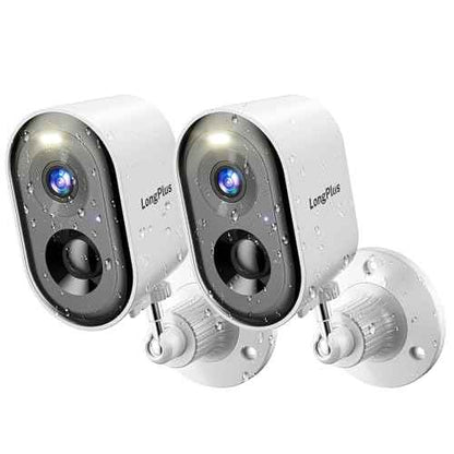 LongPlus Security Cameras Wireless Outdoor Camera Wireless Camera for Home Security, 2 Pack 2K Battery Powered WiFi Cameras with AI Motion Detection, 2-Way Talk, Cloud/SD Storage