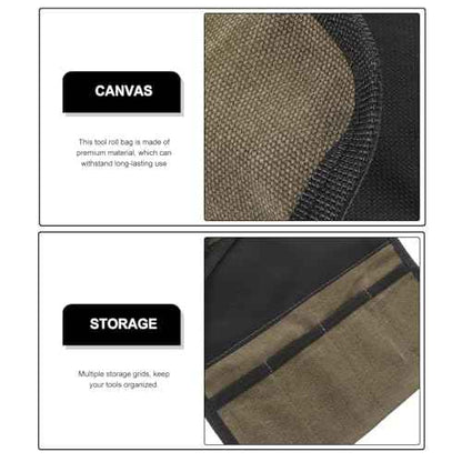 3pcs Chisel Roll, Canvas Roll up Tool Organizer Woodworking Carving Tool Bag 4 Pockets Wrench Holder Pouch for Knives and chisels Storage
