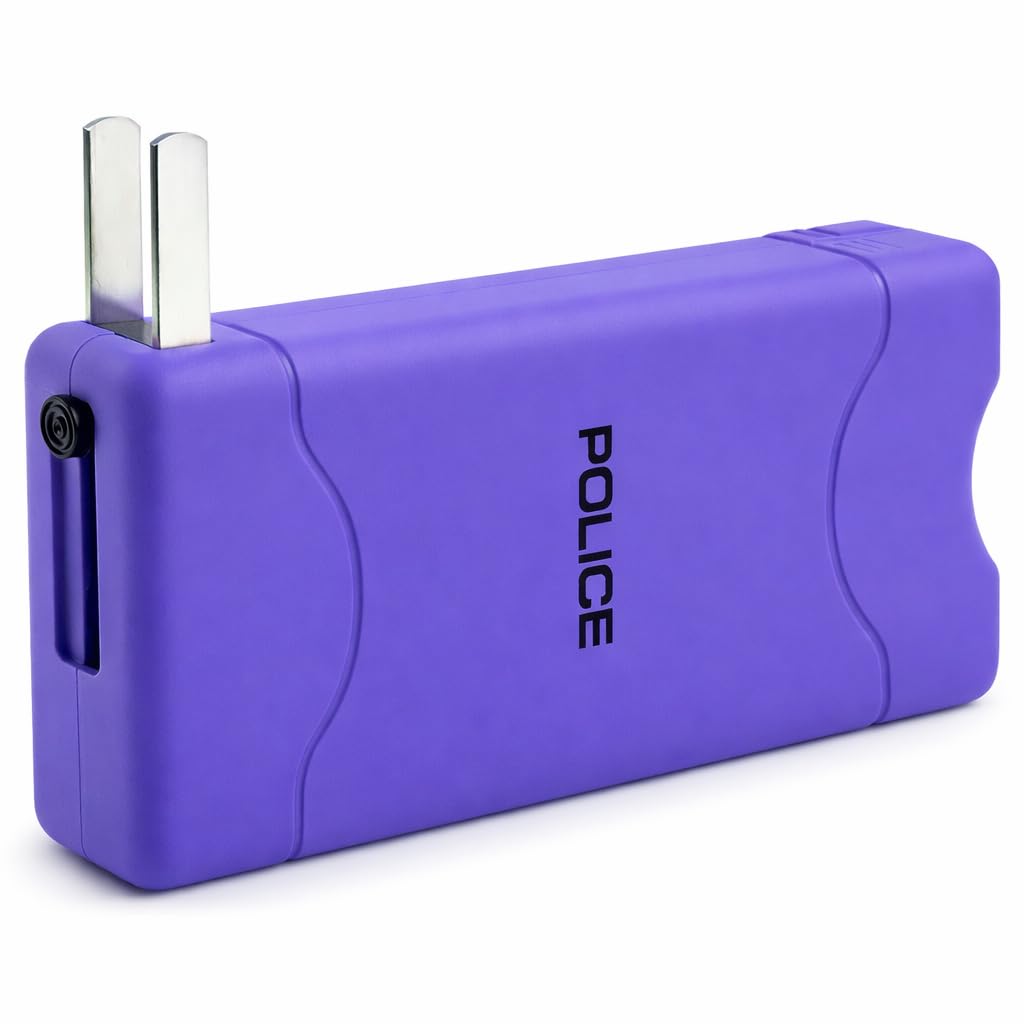 Police Stun Gun 800 Mini Rechargeable LED Flashlight Self Defense Purple