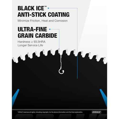 CRALY 14 Inch 120 Teeth Aluminum and Non-Ferrous Metal Cutting Circular Saw Blade, 1 Inch Arbor, Carbide Tipped, Thin Kerf, Black Ice Coating, for Medium Aluminum, Plastic, Composite(C14120AL)