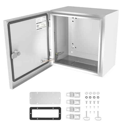 Electrical Junction Box, 12"x10"x8" NEMA Steel Enclosure P66 Waterproof & Dustproof Outdoor/Indoor Electrical Project Box with Mounting Plate