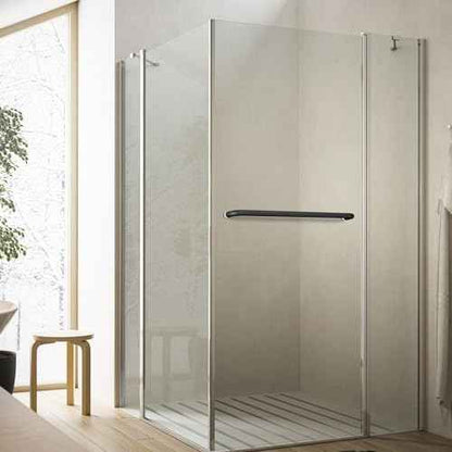 Ranbo Glass Shower Door Towel Bar 24 Inch Stainless Steel Sliding Shower Door Handle Replacement with Matte Black Finish for Commercial and Residential Glass Doors