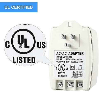 Hotop 4 Pack 24 Volt Transformer, 40 VA AC Transformer Plug in with PTC Fuse Compatible with All Versions of Ring Doorbell and Thermostat, Compatible with Nest, Ecobee, Sensi/Honeywell/24V Adapter