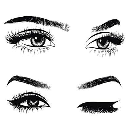 2 Pieces Black Woman Eyes Wall Stickers DIY Eyelash Eyebrow Wall Decals for Living Room Girls Bedroom Office Beauty Salon Wall Decor