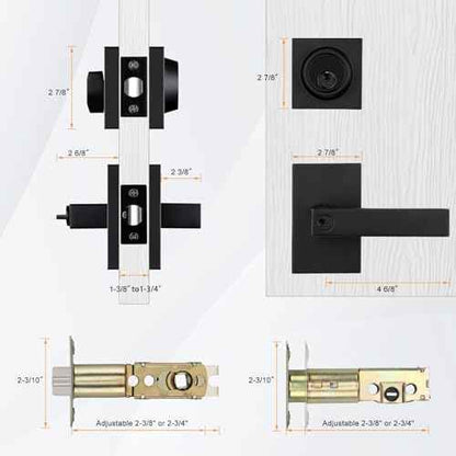 Haidms Black Exterior Door Lock Set With Deadbolt, Matte Black Front Door Handle, Keyed Alike Entry Locksets, Heavy Duty Zinc-alloyed Front Door Lock