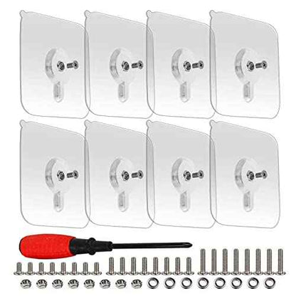 8-Set Adhesive Screws Wall Mount Hanging Nails No-Trace No Drilling Stick-on Sticky Screw with 3 Different Size Screw for Bathroom Kitchen Storage Room Tile Wall (1)