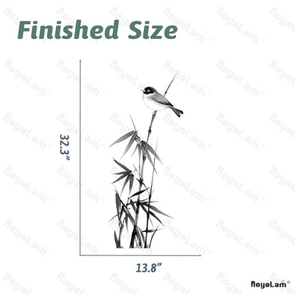 Chinese Ink Bamboo Wall Decals Removable Zen Painting Vinyl Stickers for Nursery Living Room and Bedroom Botanical Decor Peel and Stick Wall Art