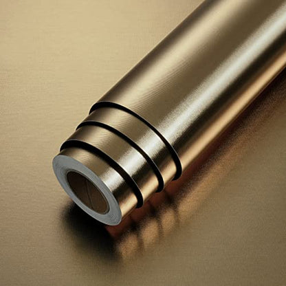 LACHEERY Shimmer Brown Gold Peel and Stick Wallpaper Bronze Metallic Accent Wallpaper Modern Shiny Metal Contact Paper for Kitchen Appliances Waterproof Removable Wall Paper Refrigerator 15.8"x80"