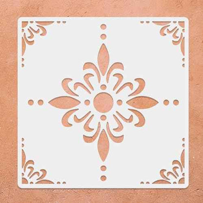 2pcs 12 x 12 Inches Large Floor Tile Stencils for Painting Floors, Tiles, Walkway, Patio, Wood, Reusable Mandala Stencil for Porch Concrete Floor Stencil