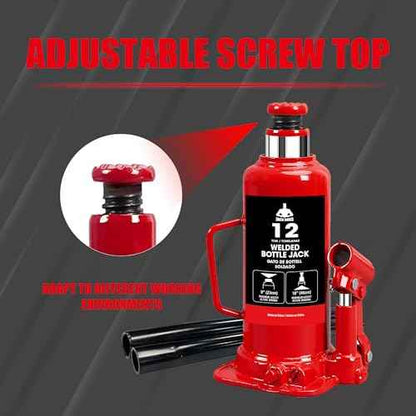 Bottle Jack 12 Ton (24,000 LBs) Hydraulic Car Jack, Fit for Auto Truck Repair and House Lift, Red